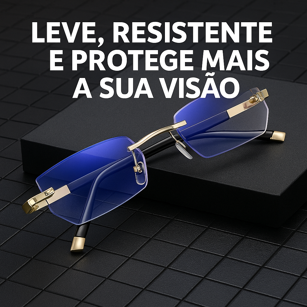 2X1 Óculos Inteligentes Anti-Raios - Vision™ + Capa de Couro + Frasco Limpa-lentes 500ml LIVRE
